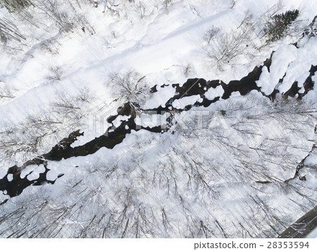 Hokkaido snow scene in winter and mountain stream Hokkaido snow scene in winter and mountain stream 28353594