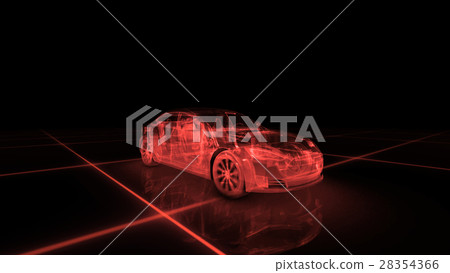 Sport car wire model with red neon ob black 28354366