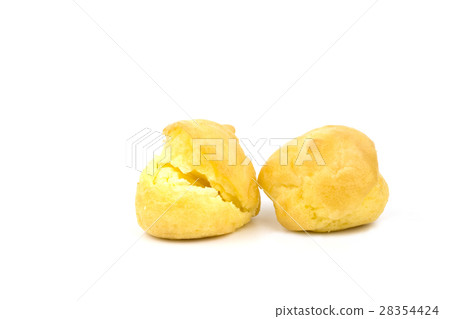 Choux Dough,Eclair,E-clair,Choux Cream on White. Choux Dough,Eclair,E-clair,Choux Cream on White. 28354424
