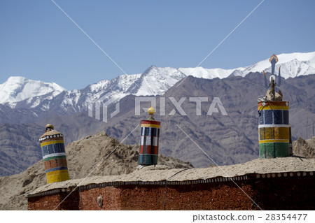 Tibetan prayer scenery Himalaya Range background 28354477