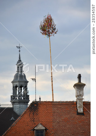 House of Valtice that built Maypour (May Festival) which is a goddess of fertile goddess Mya built on the roof House of Valtice that built Maypour (May Festival) which is a goddess of fertile goddess Mya built on the roof 28354597