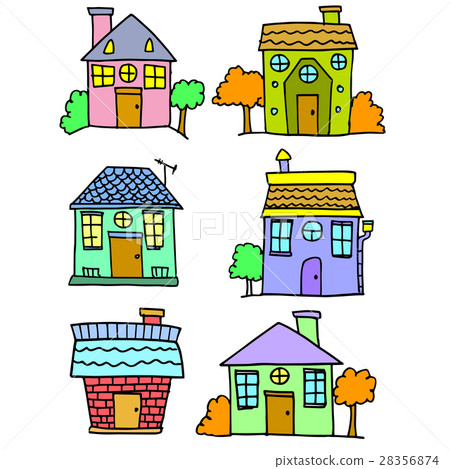 Set of house colorful hand draw - Stock Illustration [28356874] - PIXTA