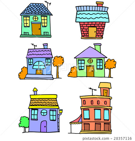 Doodle of house set vector art - Stock Illustration [28357116] - PIXTA