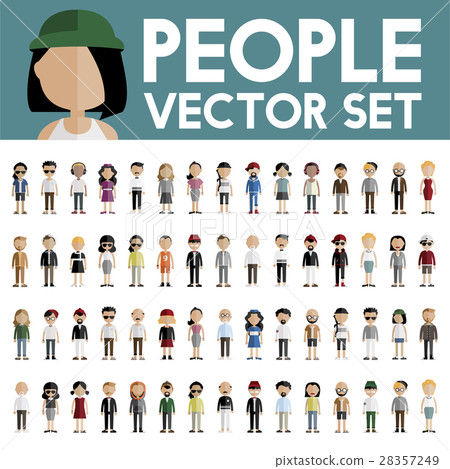Diversity Community People Flat Design Icons Concept 28357249