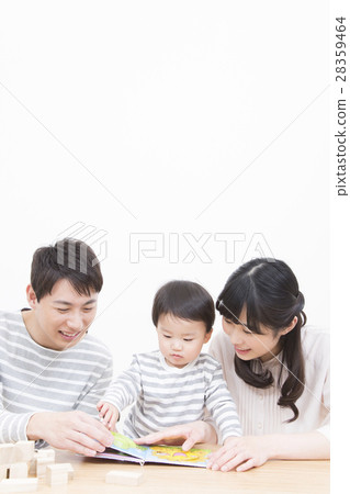 Young family family photos Three people reading 28359464