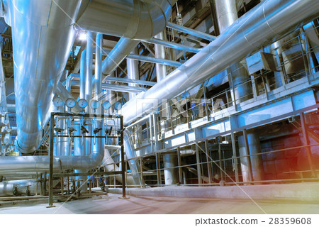 Industrial zone, Steel pipelines, valves and cable Industrial zone, Steel pipelines, valves and cable 28359608