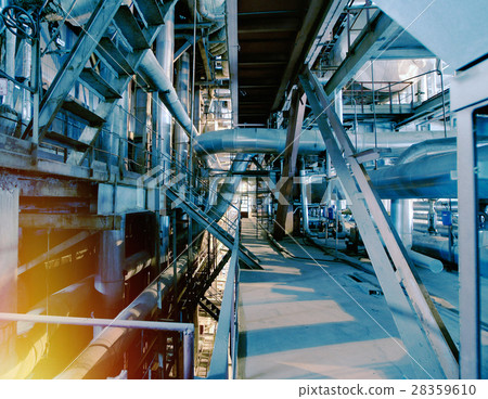 Industrial zone, Steel pipelines, valves and cable 28359610
