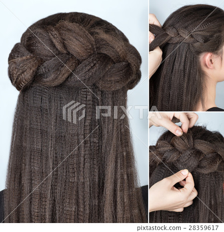 fashionable half-up braid hairstyle tutorial 28359617