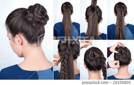 Hairstyle tutorial bun with plait Hairstyle tutorial bun with plait 28359805
