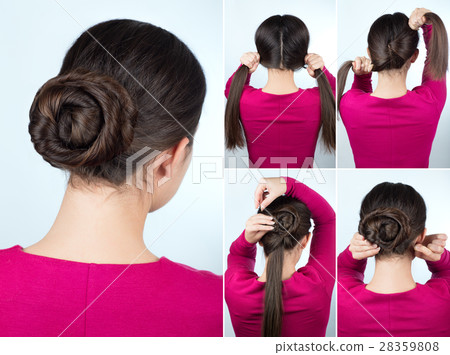 hairstyle twisted bun tutorial 28359808