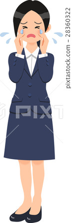 A woman who cries in a navy blue suit 28360322