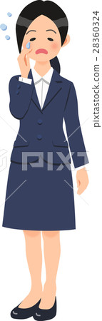 一個女人在深藍色的西裝打呵欠 28360324
