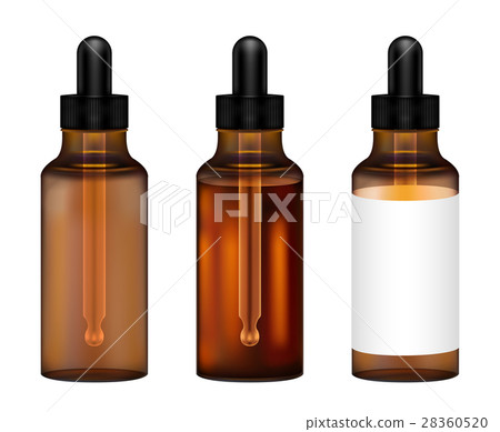 real amber Glass  bottle with eye dropper vector 28360520