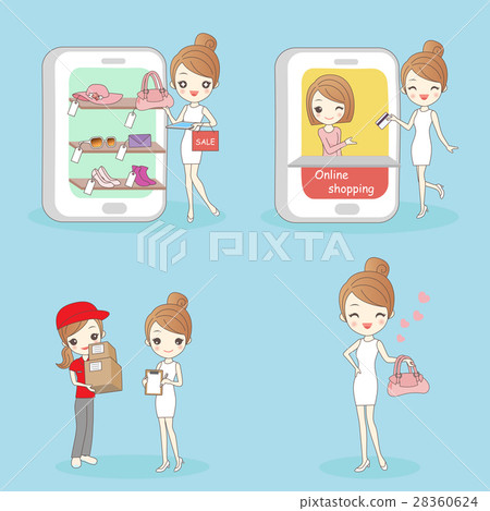 woman with online shopping woman with online shopping 28360624
