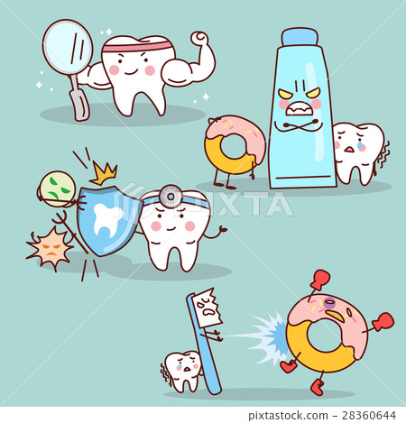 cartoon tooth with health concept cartoon tooth with health concept 28360644
