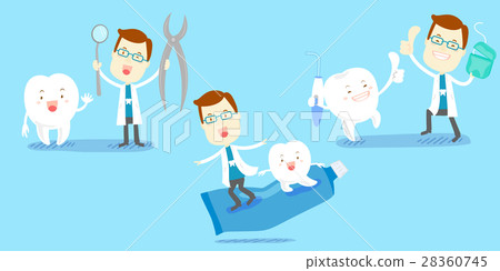 插图素材 cartoon dentist with tooth