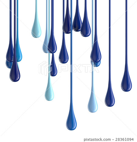 3D blue glossy paint drop blobs 28361094