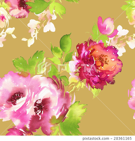 Seamless summer pattern with watercolor flowers 28361165