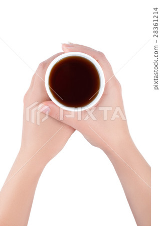 hands holding paper cup of tea or coffee isolate hands holding paper cup of tea or coffee isolate 28361214