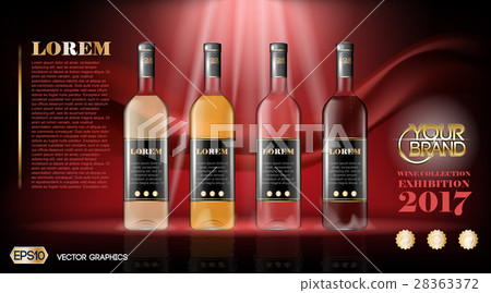 Vector wine bottles realistic style mock up. 28363372