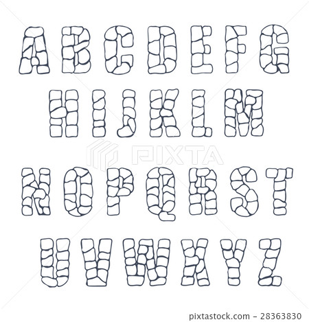 Vector cracked stone alphabet on a white 28363830