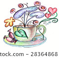 Stylized cup and saucer and chocolates from  28364868