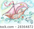 Illustration - fantastic boat floats on the ocean 28364872