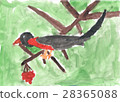 A child drawing of bird sitting on branch of Rowan 28365088