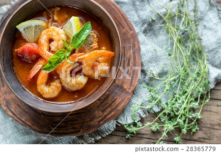 Spicy french soup with seafood 28365779