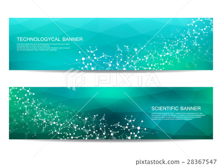 Set of modern scientific banners. Molecule 28367547