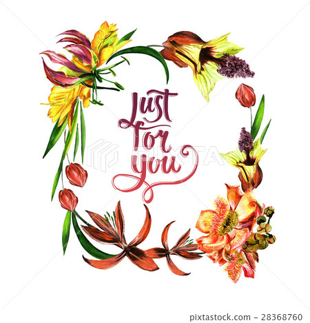 Tropical Hawaii leaves and flowers frame in a Tropical Hawaii leaves and flowers frame in a 28368760