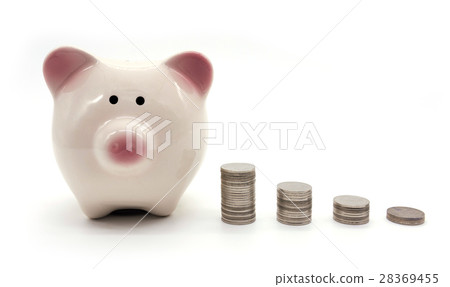 Piggybank and money tower 28369455