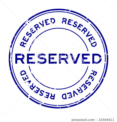 Grunge blue reserve round rubber stamp 28369811