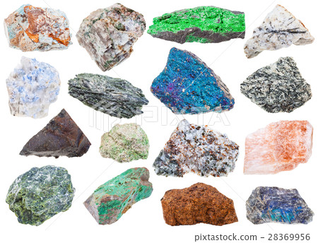 collection of various raw mineral stones 28369956