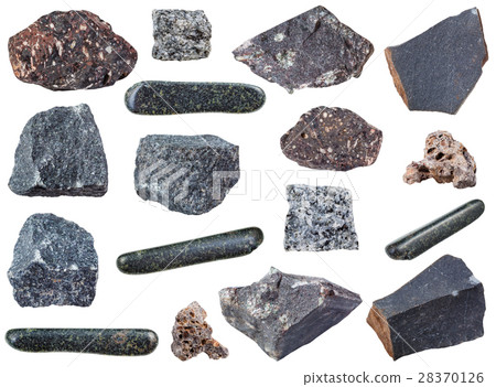 collection of tumbled and raw basalt stones 28370126