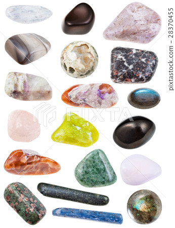 collection of various tumbled mineral stones 28370455