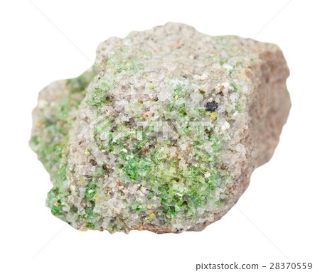 green pintadoite crystals on rock isolated green pintadoite crystals on rock isolated 28370559