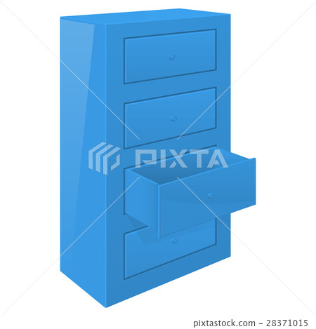 Office cabinet with open drawer. Blue furniture Office cabinet with open drawer. Blue furniture 28371015