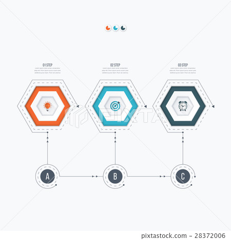 Infographics template 3 options with hexagon 28372006