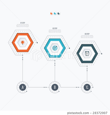 Infographics template 3 options with hexagon 28372007