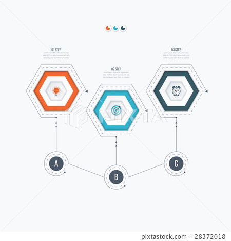 Infographics template 3 options with hexagon Infographics template 3 options with hexagon 28372018