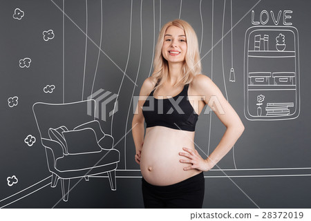 Positive pregnant woman resting at home Positive pregnant woman resting at home 28372019