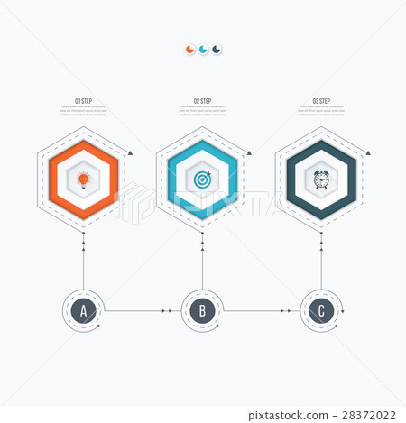 Infographics template 3 options with hexagon 28372022