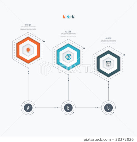 Infographics template 3 options with hexagon 28372026