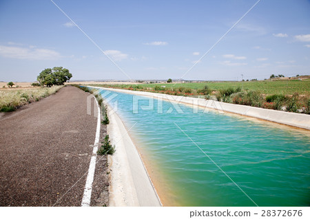 Landscape with road and water channel 28372676