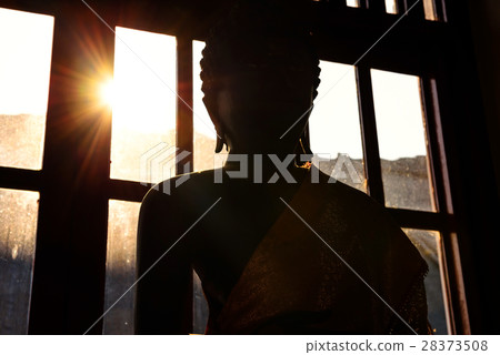 silhouette buddha statue with sunrise silhouette buddha statue with sunrise 28373508