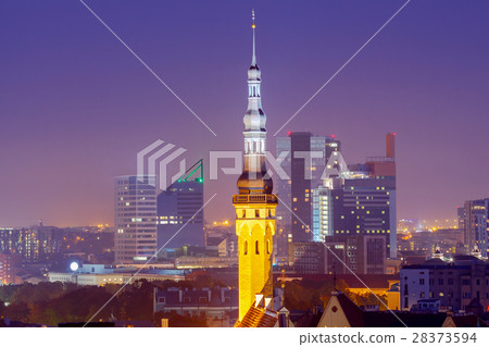 Tallinn. Aerial view of the city at sunset. 28373594
