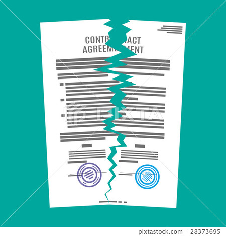 Torn in half contract document. 28373695