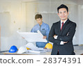 businessman standing smart in front of engineer architectural pr 28374391