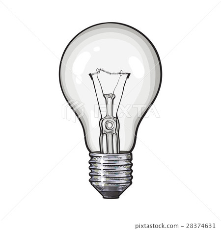 Traditional transparent tungsten light bulb, side 28374631